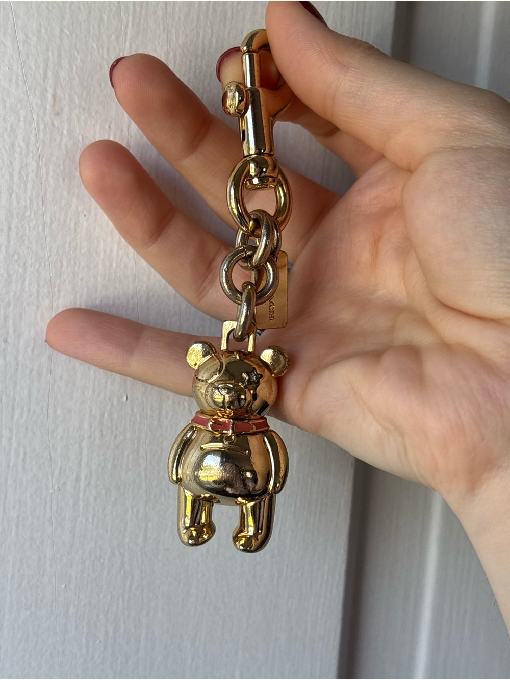 Coach Teddy 3D Bear Gold Bag Keychain